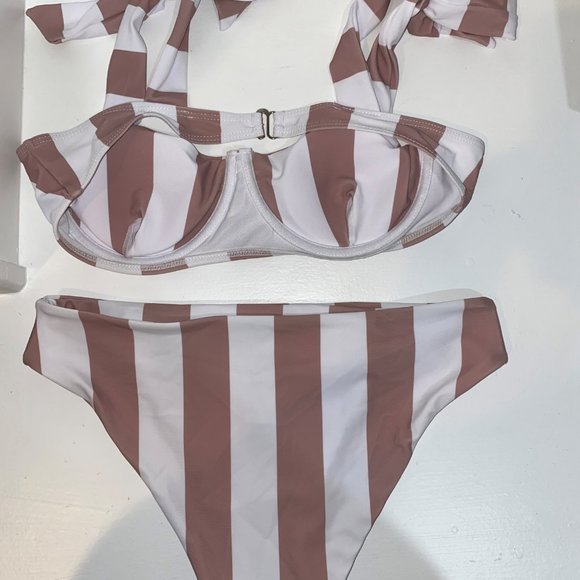 Bikini X Knot Straps Two Tone Bikini Swimsuit - Picture 2 of 2
